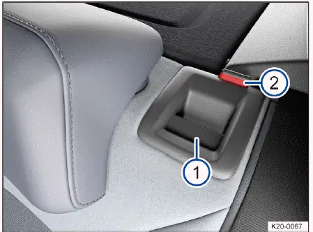 Volkswagen ID.4 - Abb. 1 In der Rücksitzlehne: Entriegelungstaste.